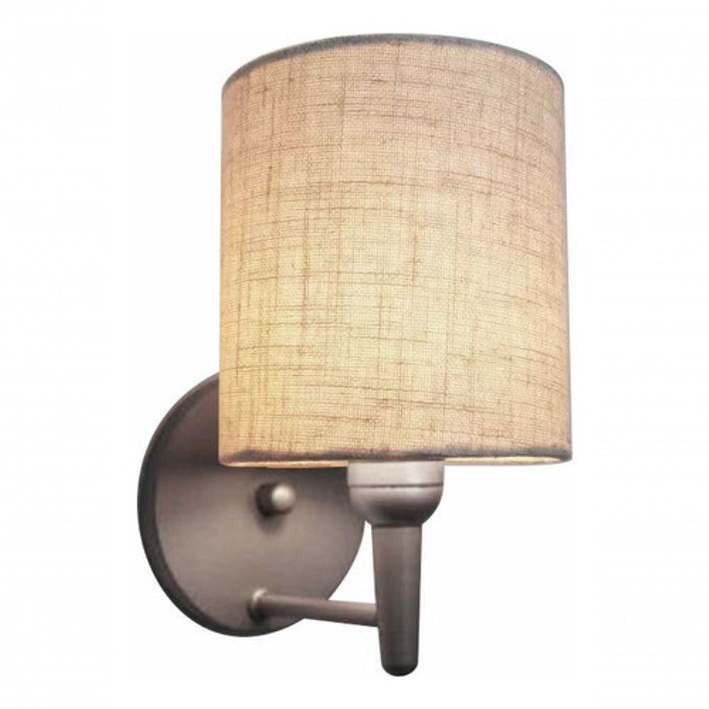 Arandela Cilindrica Md-2009 Base Cinza Cúpula Em Tecido 14x15cm Rustico Bege - Bivolt - 4