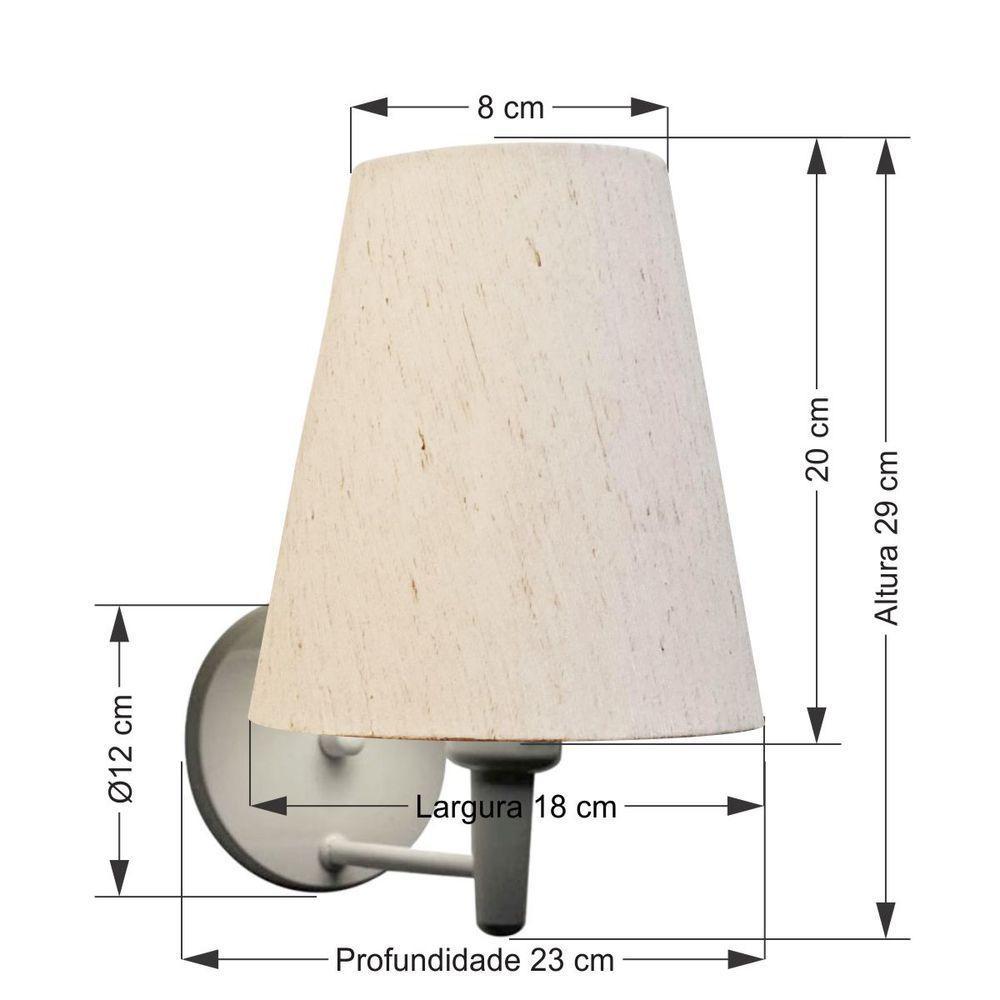 Arandela Cone Md-2007 Base Branco Cúpula Em Tecido 20/08x18cm Linho Bege - Bivolt - 2