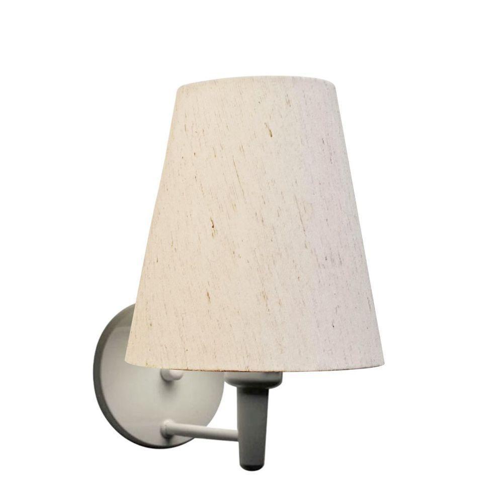 Arandela Cone Md-2007 Base Branco Cúpula Em Tecido 20/08x18cm Linho Bege - Bivolt - 3