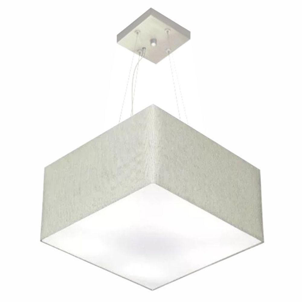 Lustre Pendente Quadrado Md-4195 Cúpula Em Tecido 25/40x40cm Rustico Cinza - Bivolt - 1