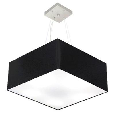 Lustre Pendente Quadrado Md-4006 Cúpula Em Tecido 21/50x50cm Preto - Bivolt
