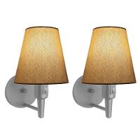 Kit-2 Arandela Cone Md-2013 Cinza C- Inter Liga E Desl Cúpula Em Tecido Palha - Bivolt - 1