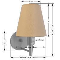 Kit-2 Arandela Cone Md-2013 Cinza C- Inter Liga E Desl Cúpula Em Tecido Palha - Bivolt - 3