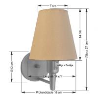 Kit-2 Arandela Cone Md-2013 Cinza C- Inter Liga E Desl Cúpula Em Tecido Palha - Bivolt - 8