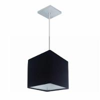 Lustre Pendente Quadrado Md-4224 Cúpula Em Tecido 16/16x16cm Preto - Bivolt - 1