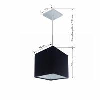 Lustre Pendente Quadrado Md-4224 Cúpula Em Tecido 16/16x16cm Preto - Bivolt - 3