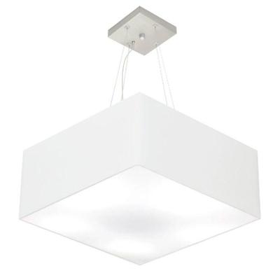 Lustre Pendente Quadrado Md-4071 Cúpula Em Tecido 30/70x70cm Branco - Bivolt