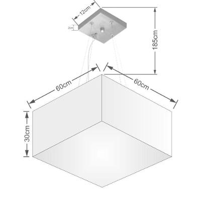Lustre Pendente Quadrado Vivare Md-4199 Cúpula Em Tecido 30/60x60cm - Bivolt Algodão-crú 127/220v