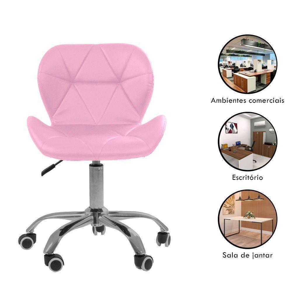 Cadeira Office Eiffel Slim Com Base Giratória E Ajustável Rosa - 2