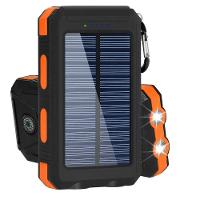 Power Bank Solar 10000mah Com Lanterna Led Sos – Carregador Portátil Usb à Prova De Respingo, Quedas E Poeira - Laranja - 1