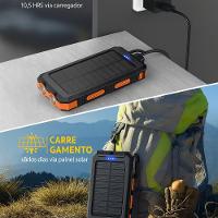 Power Bank Solar 10000mah Com Lanterna Led Sos – Carregador Portátil Usb à Prova De Respingo, Quedas E Poeira - Laranja - 5