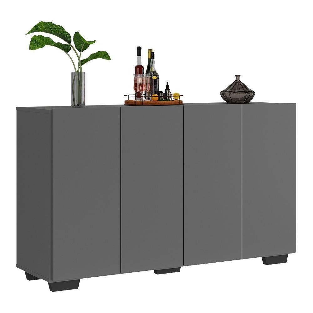 Aparador Buffet 4 Portas Com Pés Grafite Preto - 7
