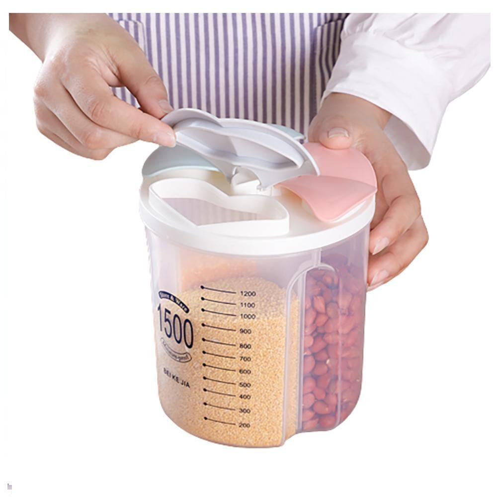 Pote Triplo Porta Mantimentos 3 Em 1 Com Divisórias Dispenser Medidor Para Alimentos E Sabão Em Pó - 2