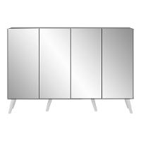 Aparador Buffet 4 Portas Com Espelho e Pés Grafite Branco - 3