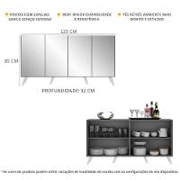 Aparador Buffet 4 Portas Com Espelho e Pés Grafite Branco - 6