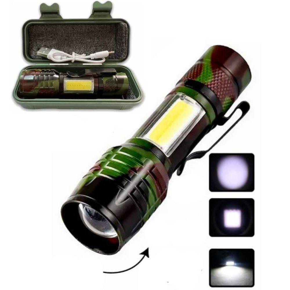 Lanterna Tática Led Recarregável 3 Em 1 Mini De Bolso, Foco Ajustável E 2000 Lúmens - 5