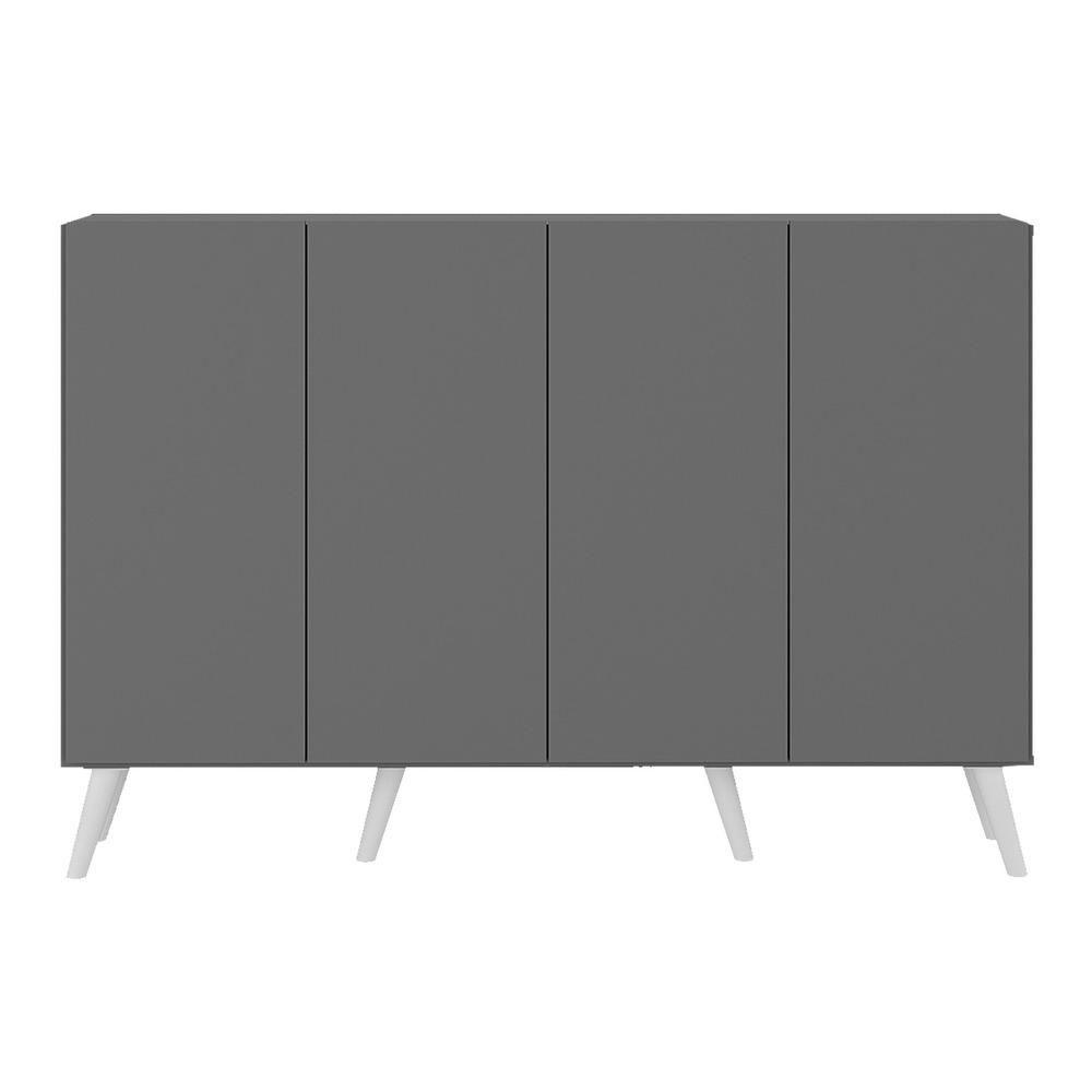 Aparador Buffet 4 Portas Com Pés Grafite Branco - 3