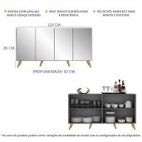 Aparador Buffet 4 Portas Com Espelho e Pés Grafite Natural - 6