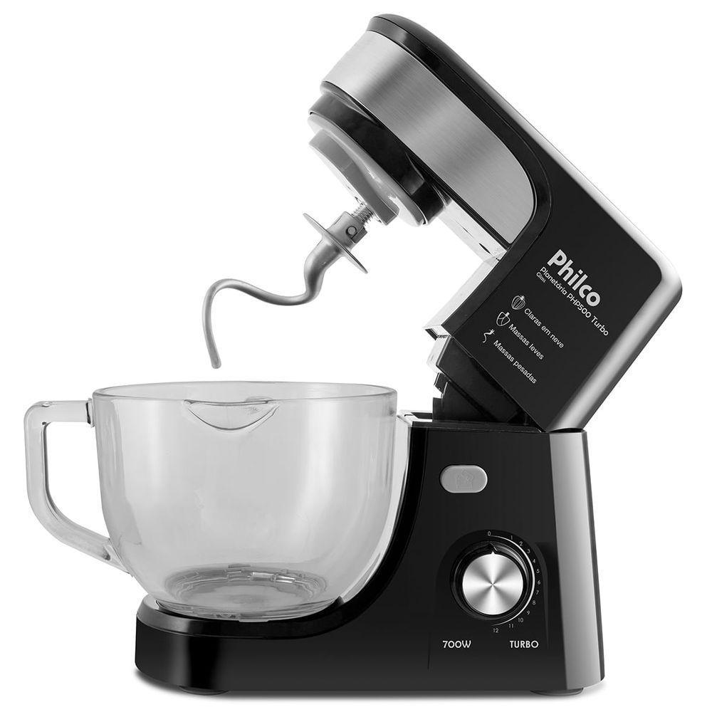 Batedeira Planetária Philco PHP500P Turbo Glass Preta 700W 220V - 2