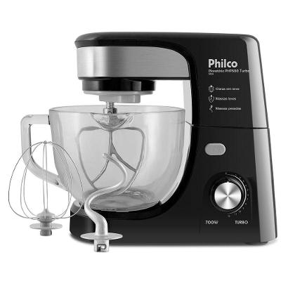 Batedeira Planetária Philco PHP500P Turbo Glass Preta 700W 220V
