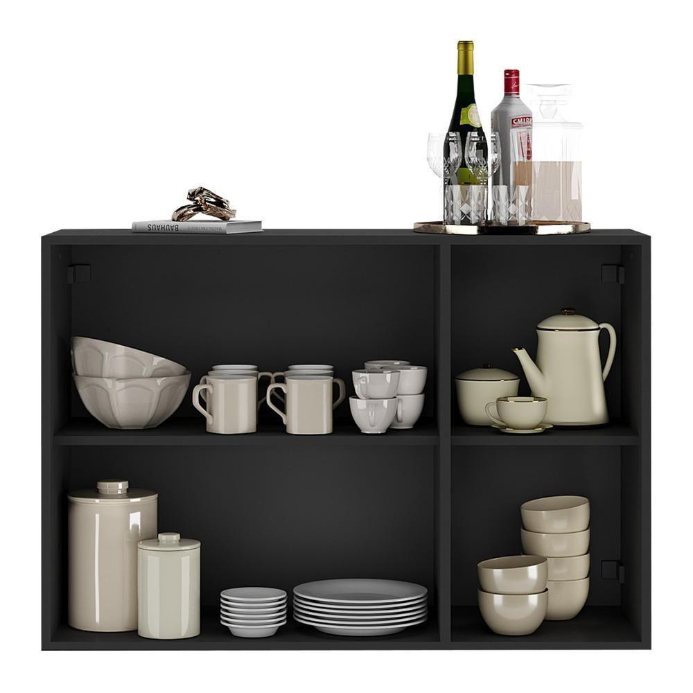 Aparador Buffet 3 Portas Com Espelho Suspenso Mp1012 Preto - 3