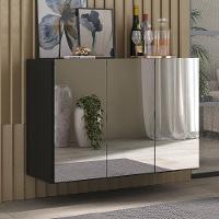 Aparador Buffet 3 Portas Com Espelho Suspenso Mp1012 Preto - 1