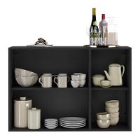 Aparador Buffet 3 Portas Com Espelho Suspenso Mp1012 Preto - 3