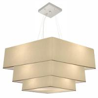 Lustre Pendente Triplo Quadrado Md-4165 Cúpula Em Tecido Algodão Crú - Bivolt - 1