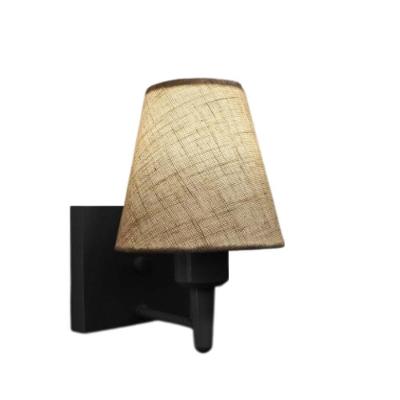 Arandela Quadrada Md-2034 Preto Cúpula Em Tecido Cone Rustico Bege - Bivolt