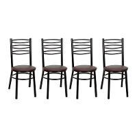 Kit 4 Cadeiras Cp33 Pintadas Pretas Treparoni Preto Com Marrom - 1