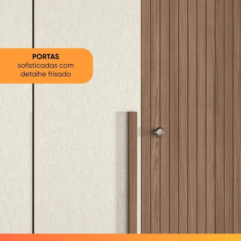 Guarda Roupas Casal Detalhes Frisados Com 6 Portas 4 Gavetas Buriti Andirá Madeirado / Areia - 3