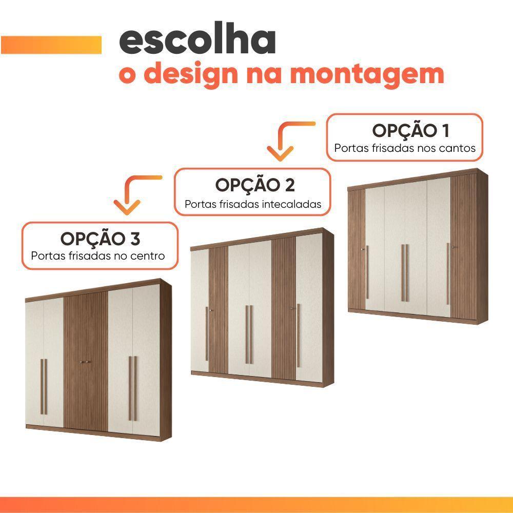 Guarda Roupas Casal Detalhes Frisados Com 6 Portas 4 Gavetas Buriti Andirá Madeirado / Areia - 8