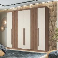 Guarda Roupas Casal Detalhes Frisados Com 6 Portas 4 Gavetas Buriti Andirá Madeirado / Areia - 7