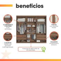 Guarda Roupas Casal Detalhes Frisados Com 6 Portas 4 Gavetas Buriti Andirá Madeirado / Areia - 9