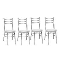 Kit 4 Cadeiras Cc80 Cromadas Debrum Treparoni Branco - 1