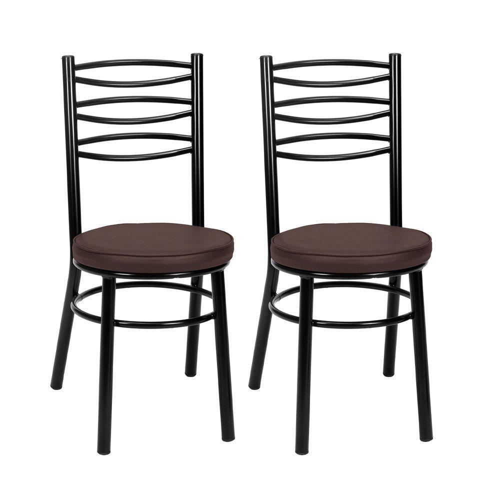 Kit 2 Cadeiras Cp34 Pintadas Pretas Debrum Treparoni Preto Com Marrom - 1