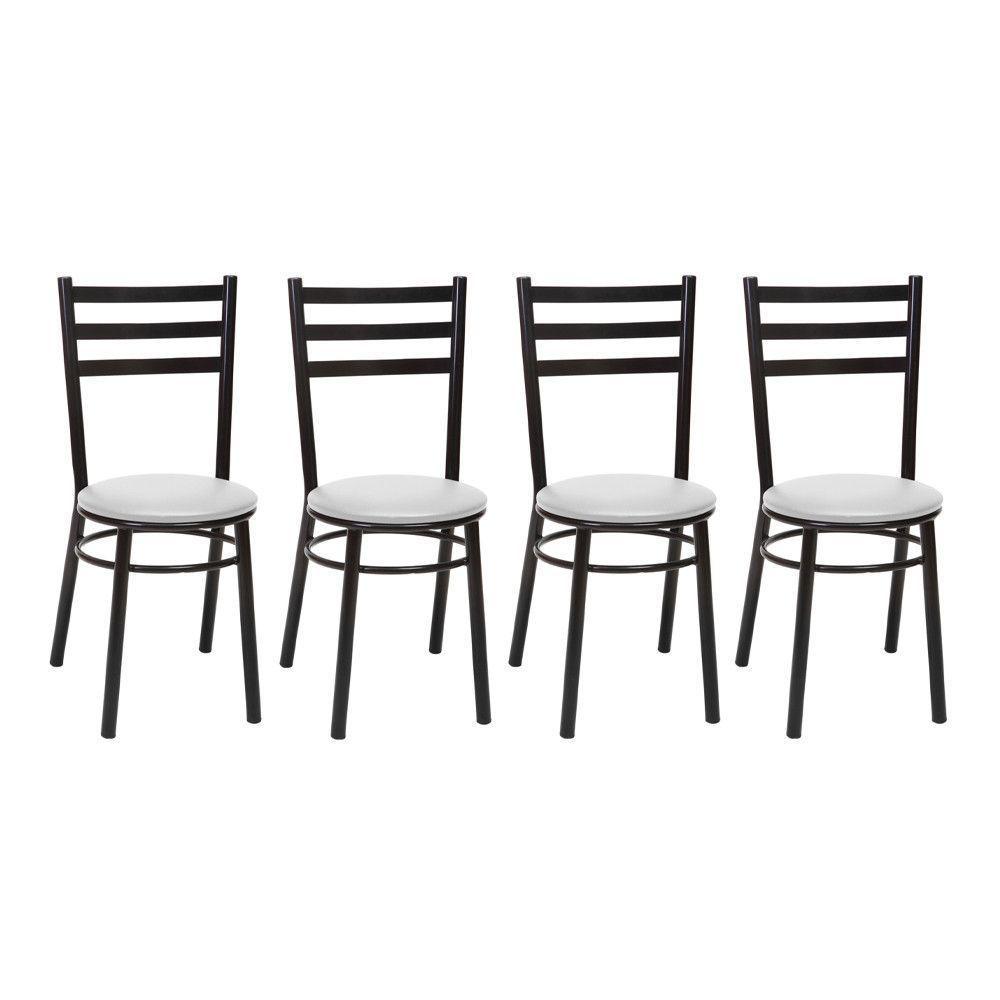 Kit 4 Cadeiras Cp81 Pintadas Pretas Treparoni Preto Com Branco - 1