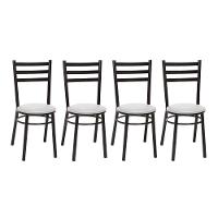 Kit 4 Cadeiras Cp81 Pintadas Pretas Treparoni Preto Com Branco - 1