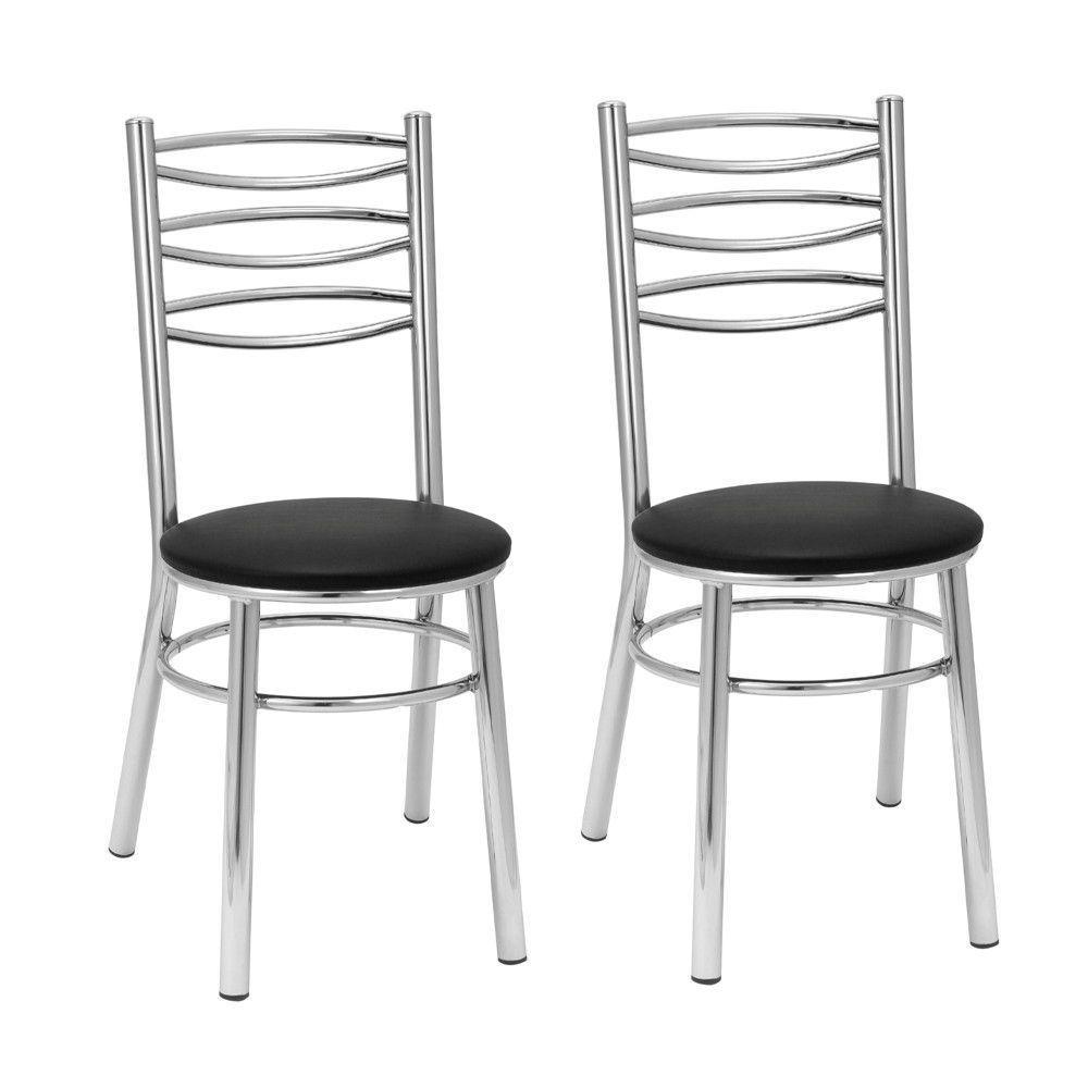 Kit 2 Cadeiras Cc33 Cromadas Treparoni Preto - 1