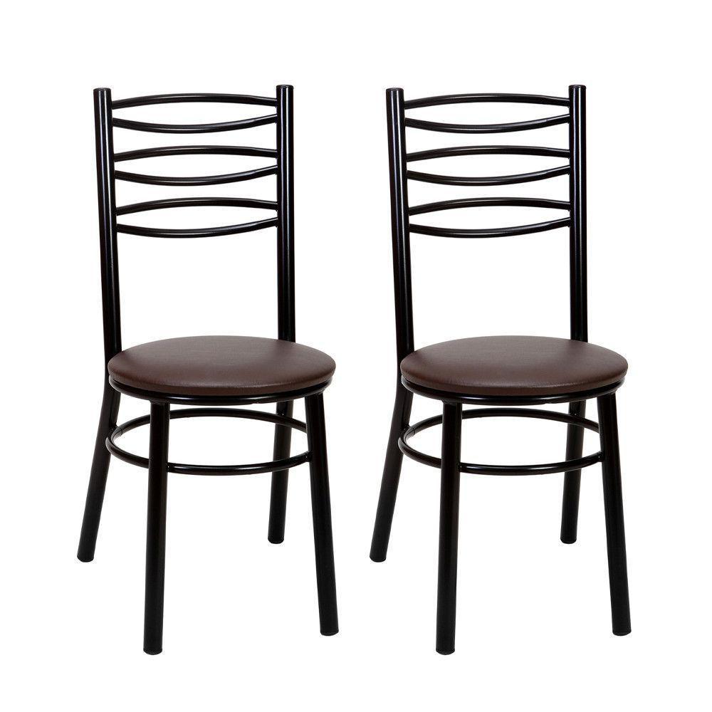Kit 2 Cadeiras Cp33 Pintadas Pretas Treparoni Preto Com Marrom - 1