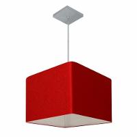 Lustre Pendente Quadrado Vivare Md-4059 Cúpula Em Tecido 21/35x35cm - Bivolt Bordô 110v/220v - 1