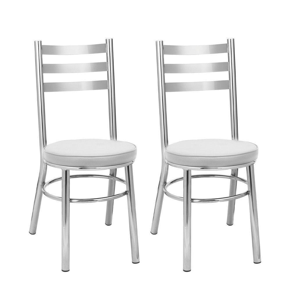 Kit 2 Cadeiras Cromadas Cc80 Debrum Treparoni Branco - 1