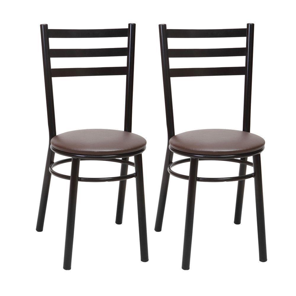 Kit 2 Cadeiras Cp81 Pintadas Pretas Treparoni Preto Com Marrom - 1