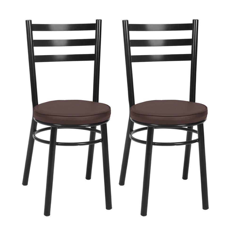 Kit 2 Cadeiras Cp80 Pintadas Pretas Debrum Treparoni Preto Com Marrom - 1