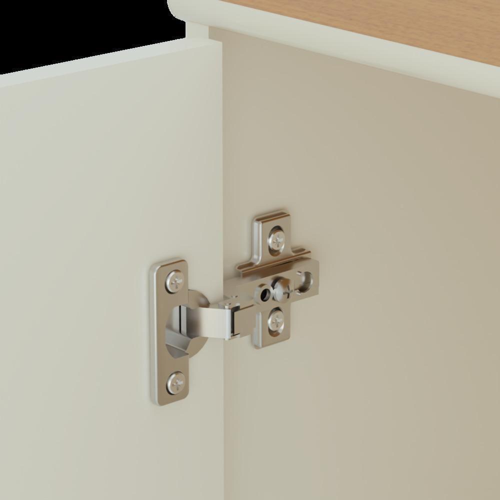 Buffet Aparador Compacto Com 2 Portas 77cm Escritório Tech - Off White E Cedro - 6