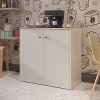 Buffet Aparador Compacto Com 2 Portas 77cm Escritório Tech - Off White E Cedro - 8