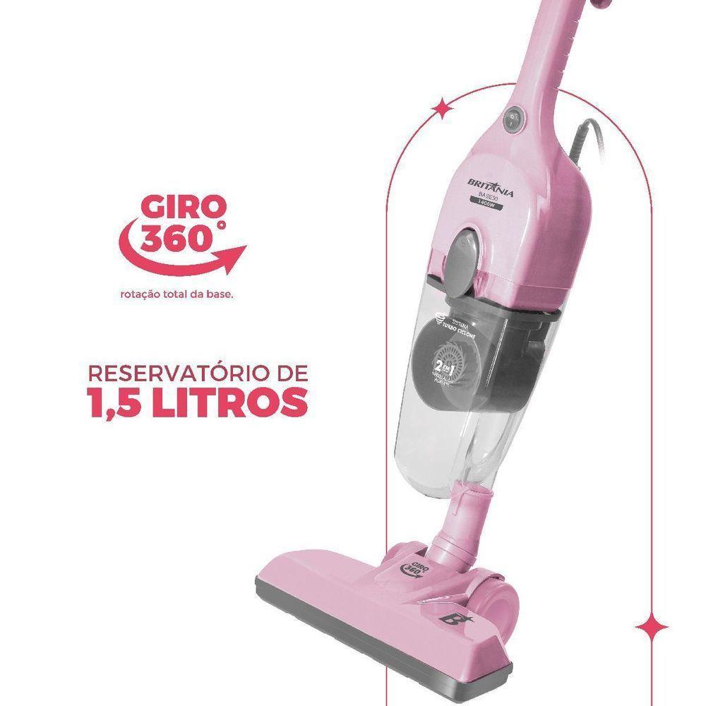 Aspirador de Pó Rosa Vertical Britânia 2 em 1 1400W BASE30 220V - 2