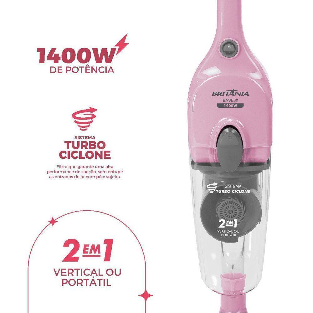 Aspirador de Pó Rosa Vertical Britânia 2 em 1 1400W BASE30 220V - 3