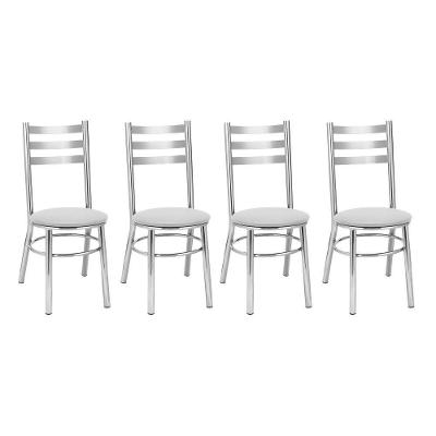 Kit 4 Cadeiras Cc81 Cromadas Treparoni Branco