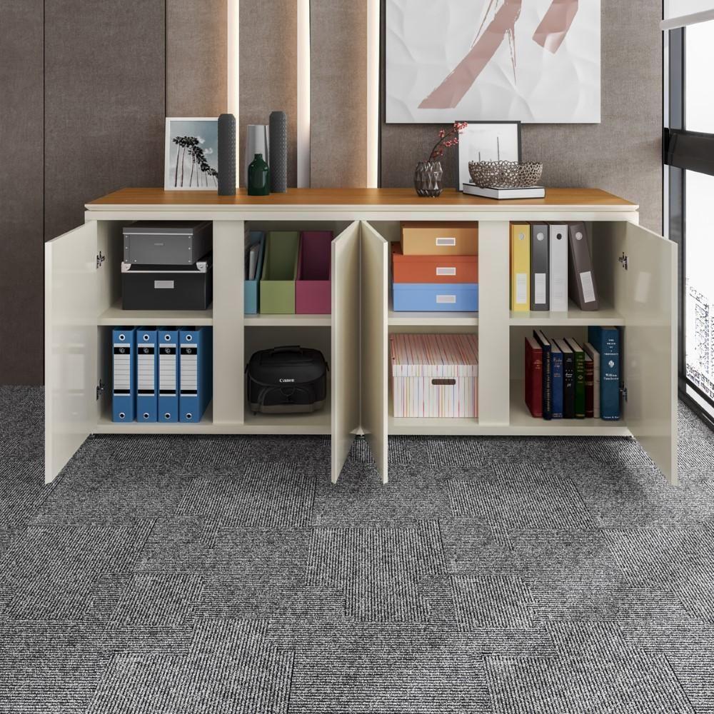 Buffet Aparador Com 4 Portas Para Escritório 180cm Tundra - Off White E Freijó - 8